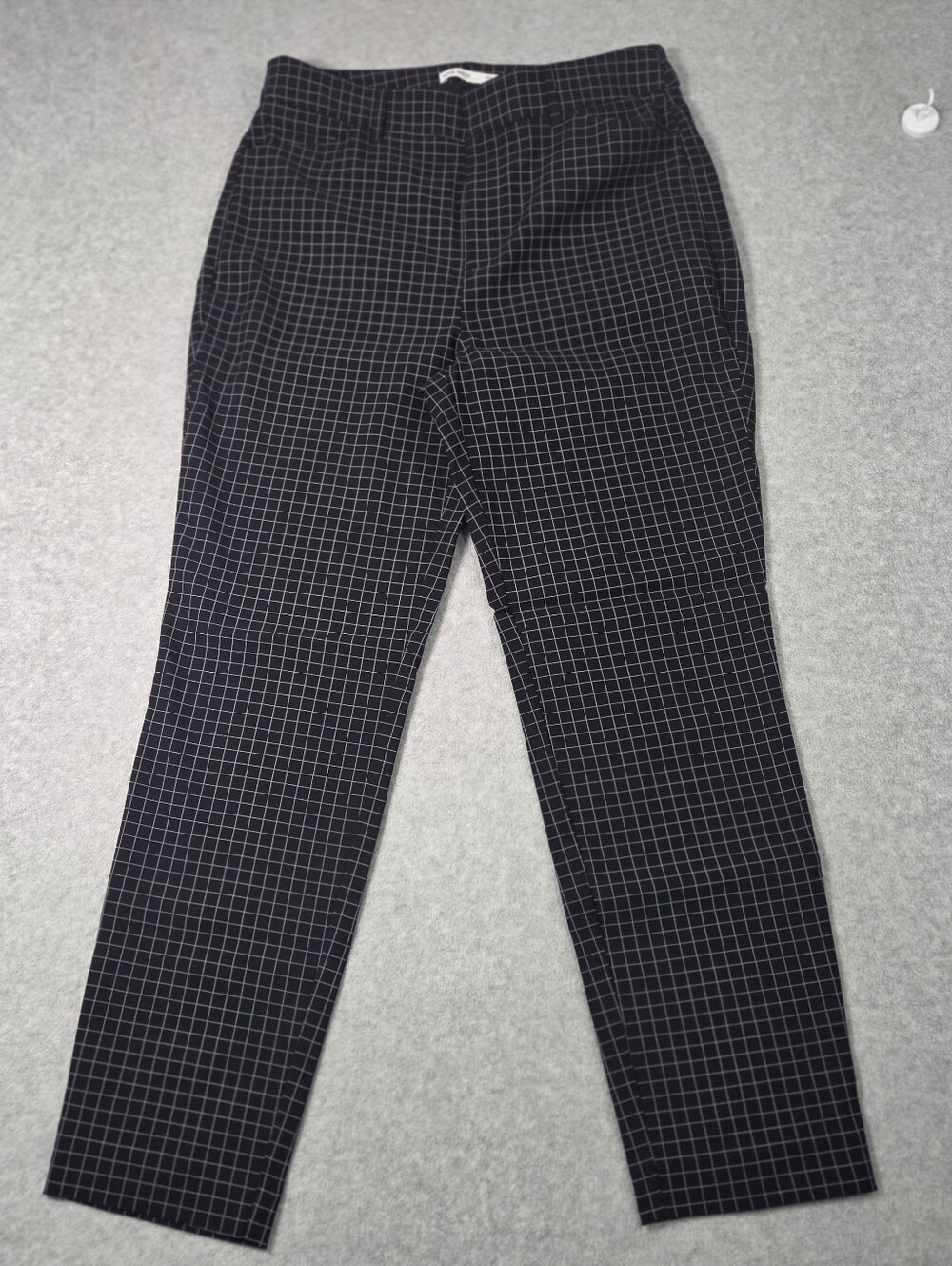 Nine West Black & White Windowpane Plaid Ankle Pants Size 12